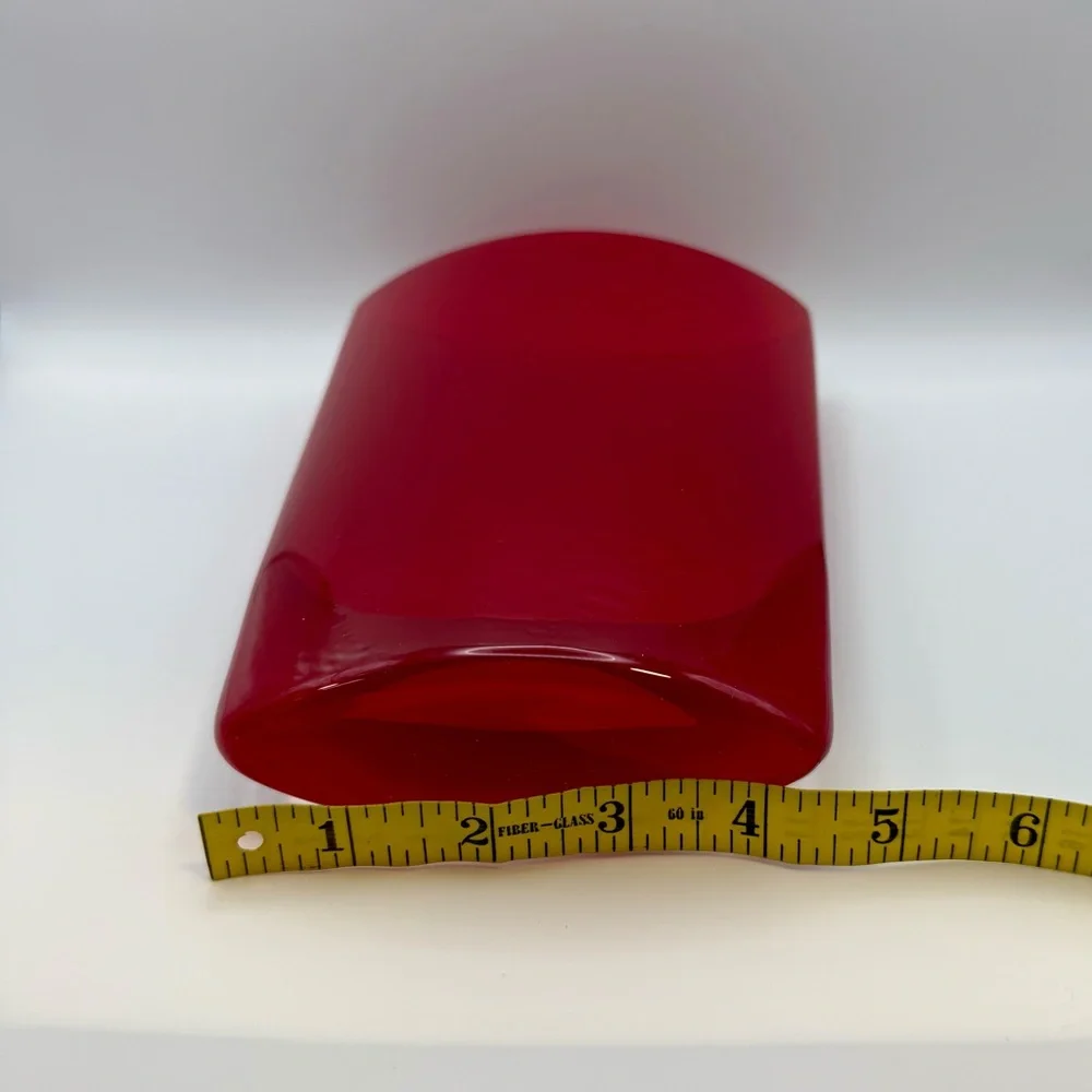 LSA International Poland Mouthblown Red Art Glass Pocket Vase Oval Ellipse Shape